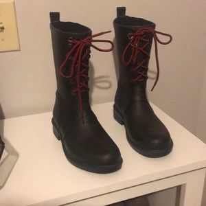 Black rain boots